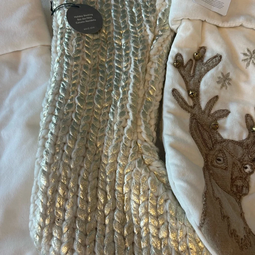 Pottery Barn West Elm Christmas Stocking Bundle NWT Holiday Gold - Picture 4 of 5